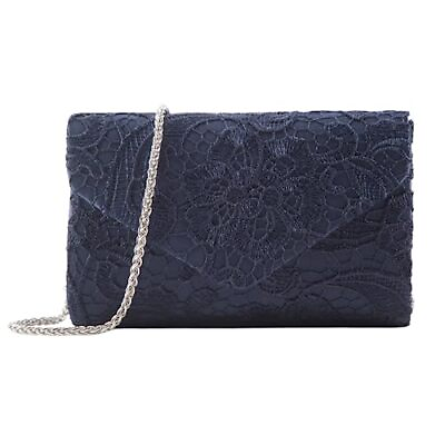 #ad Women#x27;s Clutch with Lace Evening Bag Square Envelope Handbags for Navy Blue