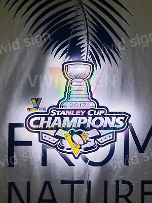 #ad Pittsburgh Penguins 2017 Champions 3D LED 16quot;x16quot; Neon Sign Light Lamp Hockey