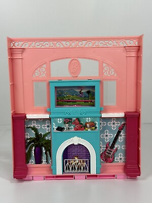 #ad Barbie Dreamhouse Doll Replacement Panel Living Room TV Fireplace Mattel 2013