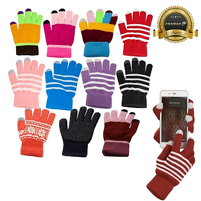 #ad Fosmon Men Women Winter Touch Screen Gloves Unisex Knit Mitten Warm Gloves