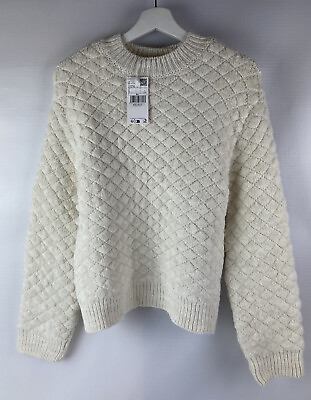 #ad New MNG By Mango Women’s Long Sleeve Knit White Soft Sweater Size S 01