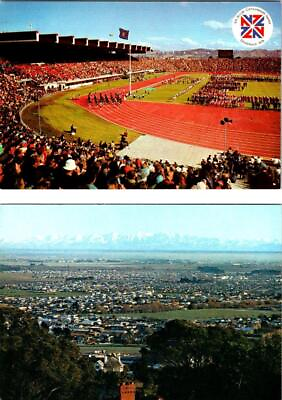 #ad 2 4X6 Postcards Christchurch New Zealand 1974 BRITISH COMMONWEALTH GAMES AERIAL