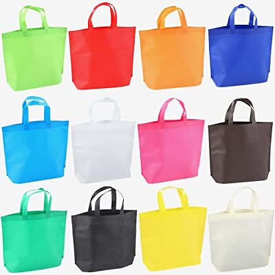 #ad cuskena36 Pcs Reusable Large Tote Bags Bulk 12 Colors Party Gift Tote Bag