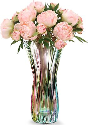 #ad Modern Multicolor Medium Flower Vase Tail Shape Thickened Crystal Glass Decor