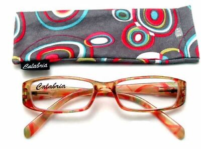 #ad Calabria 733 Reading Glasses w Circle Retro Designsamp;Matching Case in Grey 3.50
