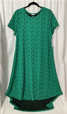 #ad LulaRoe XL CARLY Emerald Green Floral Thick Stretch Woven Material New NWT