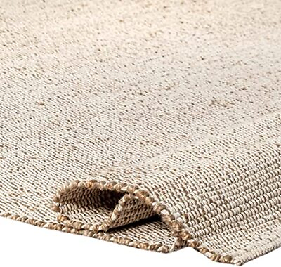 #ad Jute Cotton Hand Woven Farmhouse Area Rug for Living Room 4#x27; x 6#x27; Natural