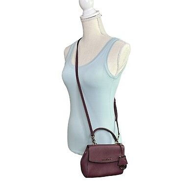 #ad Michael Kors Small Saffiano Burgundy Leather Ava Crossbody Bag