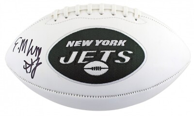 #ad Elijah Moore Signed New York Jets Logo Football w COA