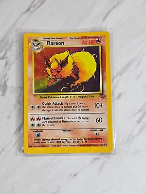 #ad Flareon Pokémon Card Rare TCG Flareon Jungle 3 64 Holo Rare WOTC