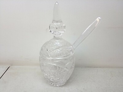 #ad Leaded Cut Crystal Condiment Sugar Dish With Lid Vintage Formal Service Piece