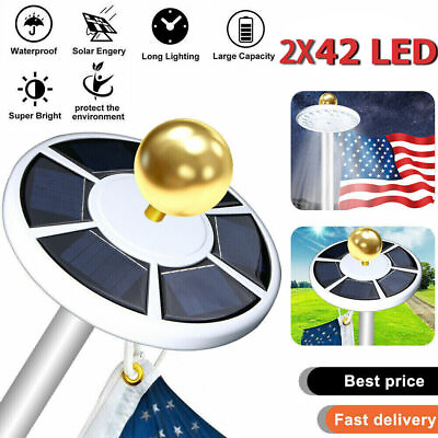#ad 128 LED Solar Powered Flag Pole Light Waterproof Flag Auto Active Super Bright