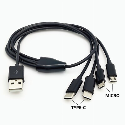 #ad 50cm 4 in 1 USB to 2 Type C 2 Micro Charging Cable Multiple Charging Cable