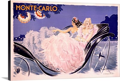 #ad Monte Carlo Vintage Poster by Louis Canvas Wall Art Print Fashion Home Decor