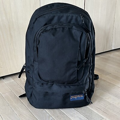 #ad Jansport Backpack Black Rugged Dense Polyester 15quot; Laptop School Office Travel