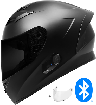 #ad NEW GDM VENOM SUPERSONIC Bluetooth Motorcycle Helmet Matte Black S M L XL XXL
