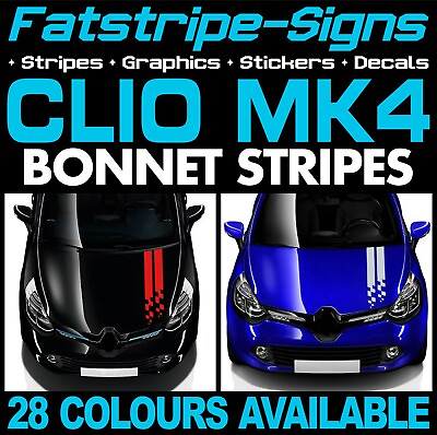 #ad to fit RENAULT CLIO MK4 BONNET STRIPES GRAPHICS STICKERS DECALS 1.2 1.5 D SPORT
