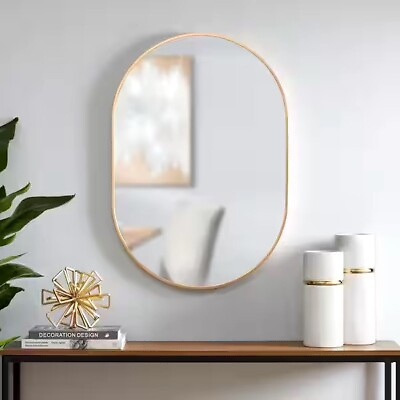 #ad Medium Modern Gold Framed Decorative Pill Oval Mirror 22x32