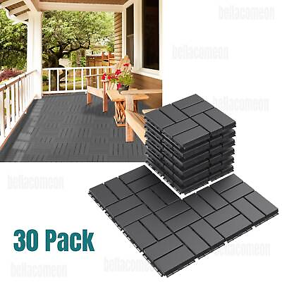 #ad 30PCS Plastic Interlocking Deck Tiles Porch Poolside Balcony Bathroom Floor Tile
