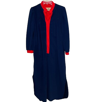 #ad David Brown California Hostess House Gown Navy Blue Red Dress Maxi Sz S