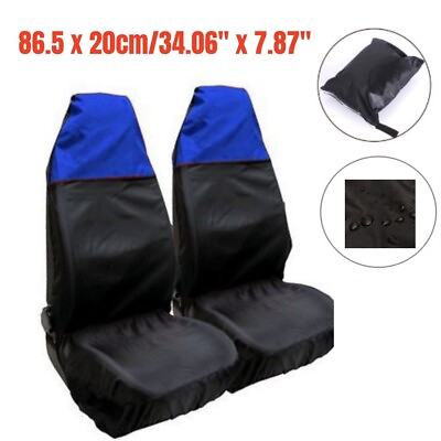 #ad 2× Blue Car Front Seat Covers Protector Heavy Duty for Auto Waterproof US STOCK