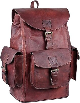 #ad Vintage Genuine Leather Backpack For Men and Women Men’s Retro Classic Shoulder