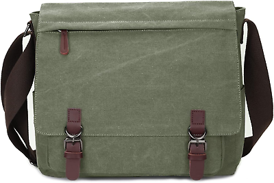#ad Canvas Messenger Bag for Men WomenTravel Satchel Shoulder bag 15.6 Green