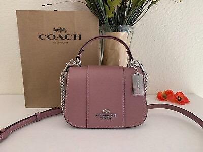 #ad COACH Lysa Top Handle in Patent Crossgrain amp; Smooth Leather Dusty Rose CM192 NWT