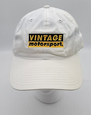 #ad Vintage Motorsport NEW Hat Cap White Adjustable Yellow Tint is d t Lighting