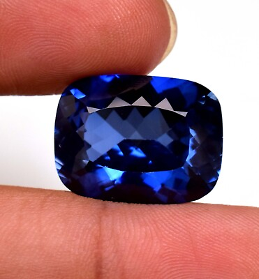 #ad Blue Corundum Sapphire Cushion Cut 22.25 Ct Certified Loose Gemstone For Ring