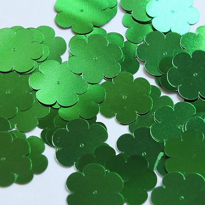 #ad Flower Sequin 1quot; 25mm Green Metallic Loose Couture Paillettes