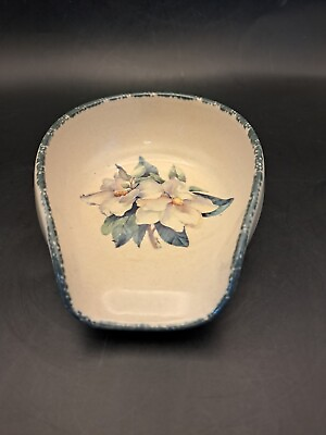 #ad Spoon Rest Dish Stoneware Floral