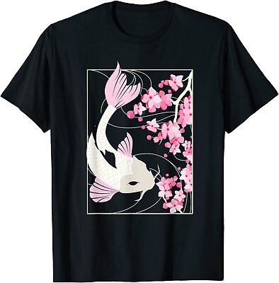 #ad New Limited Vintage Cherry Blossom I Japanese Fish I Koi Carp T Shirt