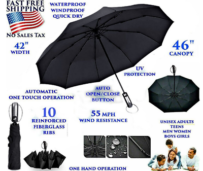 #ad BEST UMBRELLA COLLAPSIBLE WINDPROOF FOLDABLE HEAVY DUTY FOLDING LARGE PORTABLE