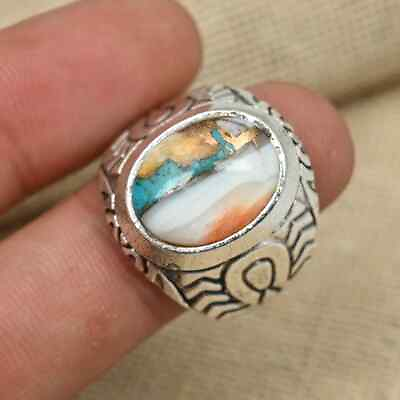 #ad Oyster Turquoise Men#x27;s Gift Ring 925 Sterling Silver Statement Ring All Size D34