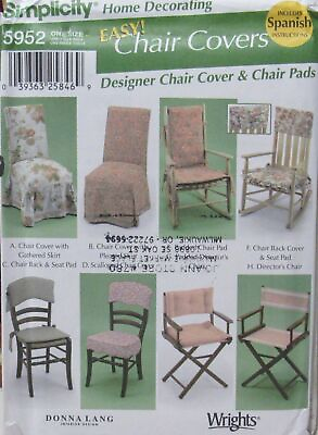 #ad Simplicity 5952 EASY Chair Covers Pads Home Decor Pattern Dining Rocker Director