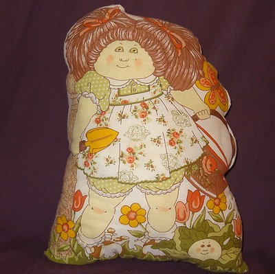 #ad Cabbage Patch Kids Girl Flower Basket Plush Stuffed Pillow Finished 1983 17quot;