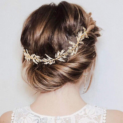 #ad Bride Leaf Wedding Hair Vine Crystal Bridal Hair Piece Party Hair Accessories US