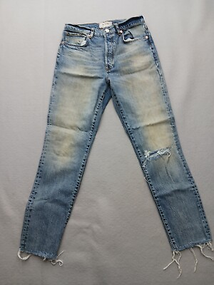 #ad We the Free Womens Jeans 30 Blue Skinny Distressed Ripped Hem Light Wash