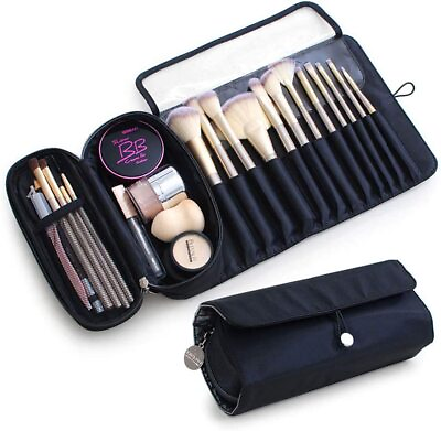 #ad Women Travel Makeup Bag Brush Pencils Grooming Cosmetic Organizer Case Black