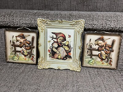 #ad Hummel “Retreat to Safetyquot; Boy amp; Frog Wall Plaques amp; Framed Girl With Chicks