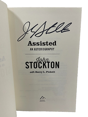 #ad John Stockton Signed Assisted Hard Cover Book Authentic Autograph