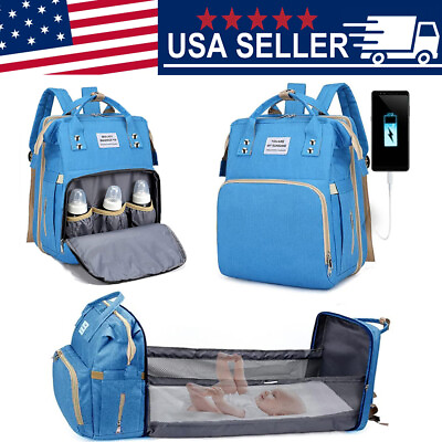 #ad Foldable Diaper Bag 3 in 1 Baby Bed Portable Bassinet Crib Backpack Sleep Travel