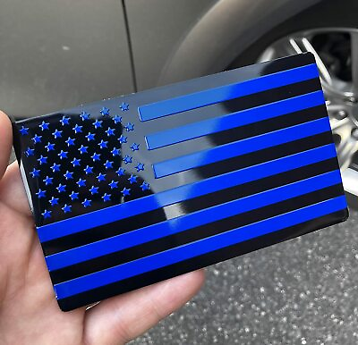 #ad USA Flag Car Emblem for Cars Trucks Laptop Walls 1pcs 5quot;x3quot; Black Blue