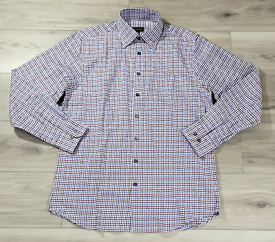 #ad Scott Barber Shirt Men#x27;s Medium White Plaid Button Up L S Cotton New