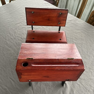 #ad Vintage Boyds Bear Wooden School Mini Desk Cast Iron Doll Furniture