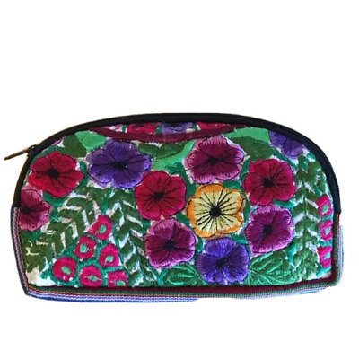 Designer Cosmetic Bag Flower Embroidery Elegant Makeup Zipper Bag Very Nice
