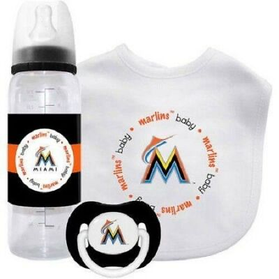 #ad Miami Marlins Baby Gift Set MLB Bib Bottle Pacifier Infant Baby Fanatic