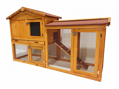 #ad 2 Tiers XPT015 Wearable Strong Chicken Coops Playground Wood Cage Natural