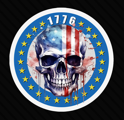 #ad Patriotic America 1776 sticker 2nd Amendment hard hat Molon Labe skull liberty